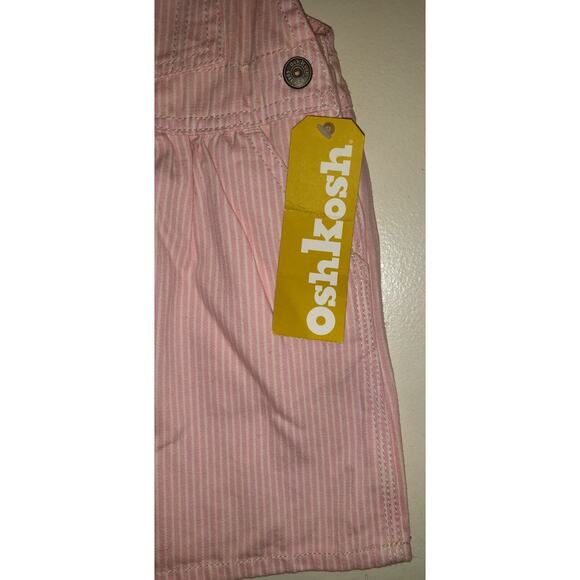 OshKosh Pink Pinstripe Denim Dress VESTBAK Overalls Jumper New NWT Tag Baby 18m - Picture 3 of 15
